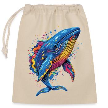 Baleine bleue Baleine Baleines bleues Baleines Chant Baleine Plongeur Baleines Océan - Sac cadeau en coton avec cordon (25 x 30 cm) - nature - Devant