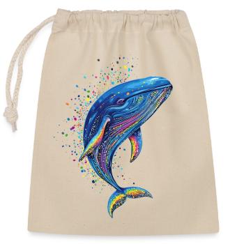 Baleine bleue Baleine Baleines bleues Baleines Chant Baleine Plongeur Baleines Océan - Sac cadeau en coton avec cordon (25 x 30 cm) - nature - Devant