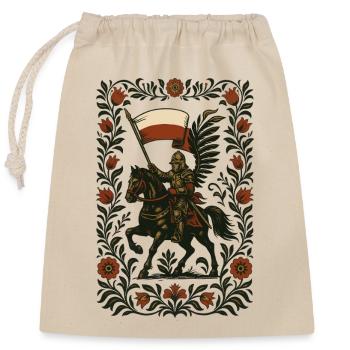 Polish Hussar Folk Art Design - Closable cotton gift bag (25x30cm) - nature - Front