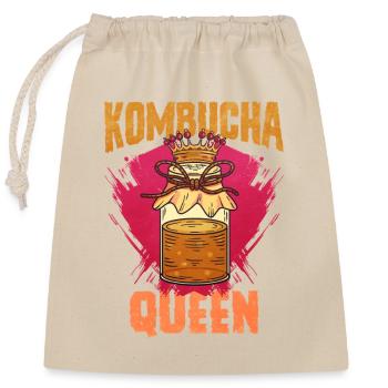 Logo de la reine du kombucha – Fermentation Art - Sac cadeau en coton avec cordon (25 x 30 cm) - nature - Devant