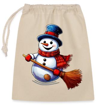Bonhomme de neige - Sac cadeau en coton avec cordon (25 x 30 cm) - nature - Devant