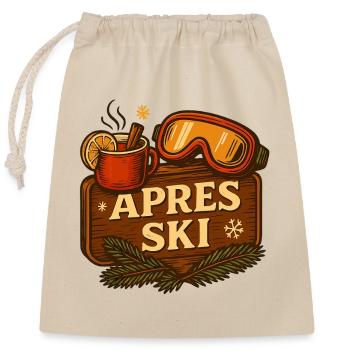 Après-ski - vin chaud & lunettes de ski - Sac cadeau en coton avec cordon (25 x 30 cm) - nature - Devant