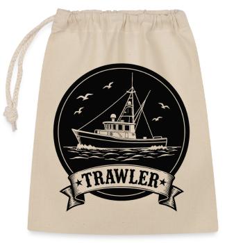 Trawler Fishing Cutter Ahoy Maritim - Closable cotton gift bag (25x30cm) - nature - Front