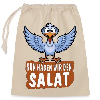 NUN HABEN WIR DEN SALAT - Verschließbarer Geschenkbeutel aus Baumwolle (25x30cm) - Natur - Vorne