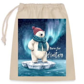 Born for Winter Polar Bear - Closable cotton gift bag (25x30cm) - nature - Front