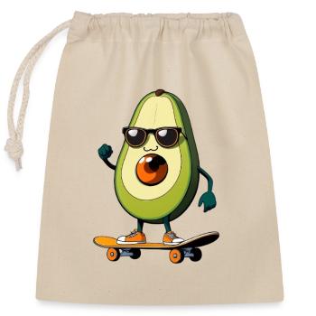 Avocado Skateboard Superstar - Verschließbarer Geschenkbeutel aus Baumwolle (25x30cm) - Natur - Vorne
