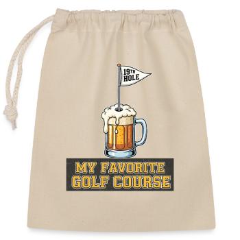Mein Lieblings Golfplatz Bier - Verschließbarer Geschenkbeutel aus Baumwolle (25x30cm) - Natur - Vorne