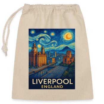 Liverpool England - Closable cotton gift bag (25x30cm) - nature - Front