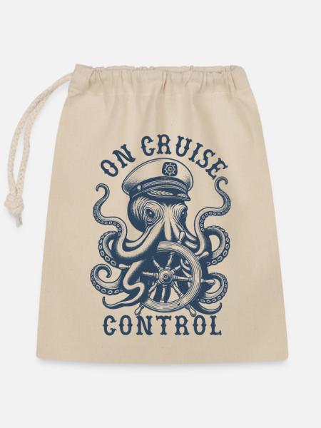 Am Tempomat Captain Octopus Lenkrad - Verschließbarer Geschenkbeutel aus Baumwolle (25x30cm) - Natur