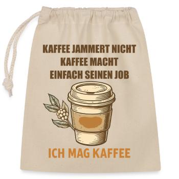 Kaffee Spruch Vintage Becher - Verschließbarer Geschenkbeutel aus Baumwolle (25x30cm) - Natur - Vorne