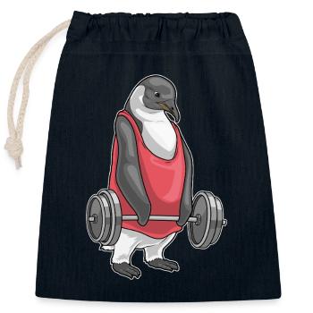 Penguin Bodybuilder Barbell Bodybuilding - Closable cotton gift bag (25x30cm) - navy - Front