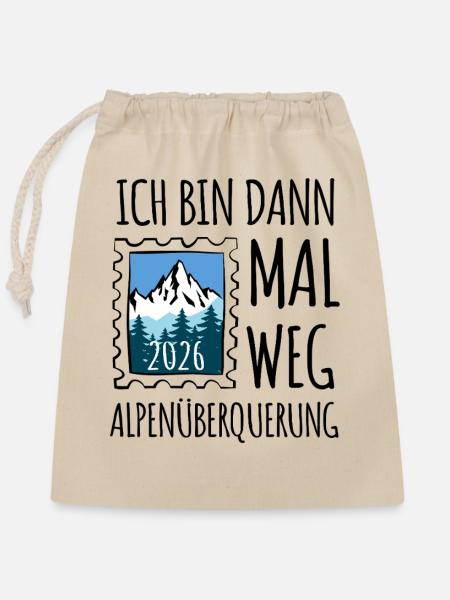 Alpen Überquerung 2026 - Wandern - Verschließbarer Geschenkbeutel aus Baumwolle (25x30cm) - Natur