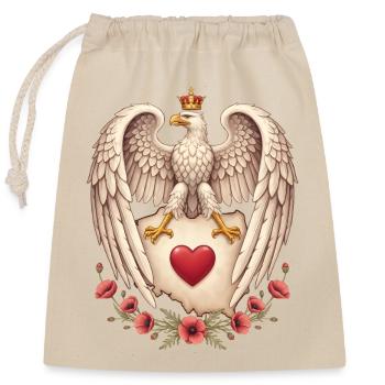 Englischer Adler Herz Mohn Emblem - Verschließbarer Geschenkbeutel aus Baumwolle (25x30cm) - Natur - Vorne