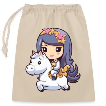 Princesse Cheval Bande Dessinée - Sac cadeau en coton avec cordon (25 x 30 cm) - nature - Devant