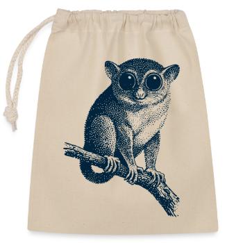 Tarsier - Koboldmaki - Verschließbarer Geschenkbeutel aus Baumwolle (25x30cm) - Natur - Vorne