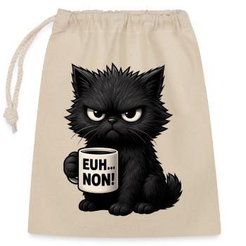 Chat Grognon Drôle Uh Nope Humour Introverti Noir - Closable cotton gift bag (25x30cm) - nature - Front