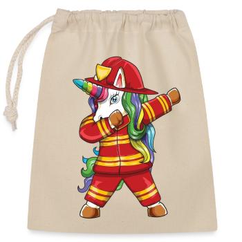 Pompier licorne en tamponnage, Papa Premier intervenant Gi - Sac cadeau en coton avec cordon (25 x 30 cm) - nature - Devant