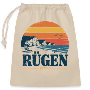 Cadeau rétro de la mer Baltique de Rügen - Sac cadeau en coton avec cordon (25 x 30 cm) - nature - Devant