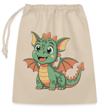 Petit Dragon Mignon - Sac cadeau en coton avec cordon (25 x 30 cm) - nature - Devant