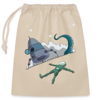 Astronaut Rest Ship Crash Tentacule Art de science-fiction drôle - Sac cadeau en coton avec cordon (25 x 30 cm) - nature - Devant