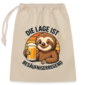Sloth mit Bier: Besäufniserregende Lage Faultier - Verschließbarer Geschenkbeutel aus Baumwolle (25x30cm) - Natur - Vorne