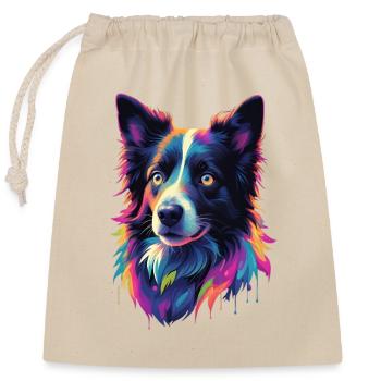 Colorful Dog Head Neon Palette - Closable cotton gift bag (25x30cm) - nature - Front