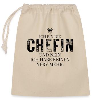Chefin Humor Kein Nerv Mehr - Verschließbarer Geschenkbeutel aus Baumwolle (25x30cm) - Natur - Vorne