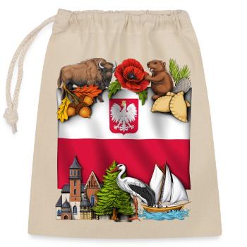 Polen - Verschließbarer Geschenkbeutel aus Baumwolle (25x30cm) - Natur - Vorne