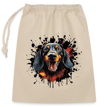 Dog Portrait Paint Splash - Closable cotton gift bag (25x30cm) - nature - Front