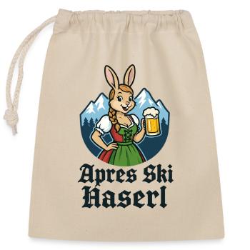 Après-ski Haserl Dirndl Ambiance alpine - Sac cadeau en coton avec cordon (25 x 30 cm) - nature - Devant