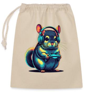 Chinchilla Games Animal Video Games Funny - Closable cotton gift bag (25x30cm) - nature - Front