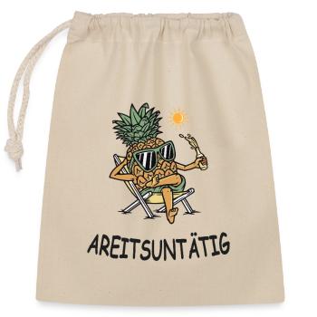 Arbeitsuntätig – Lustige Ananas im Urlaubsmodus - Verschließbarer Geschenkbeutel aus Baumwolle (25x30cm) - Natur - Vorne