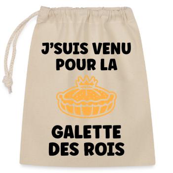 Humour galette des rois - Sac cadeau en coton avec cordon (25 x 30 cm) - nature - Devant