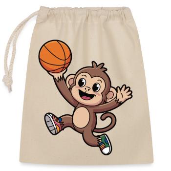 Basket en dunking singe - Sac cadeau en coton avec cordon (25 x 30 cm) - nature - Devant
