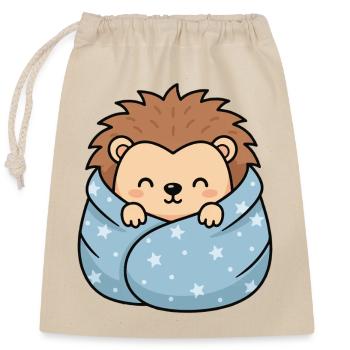 Star-hedgehog cuddle - Closable cotton gift bag (25x30cm) - nature - Front