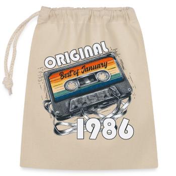 Cassette du 40e anniversaire janvier 1986 - Sac cadeau en coton avec cordon (25 x 30 cm) - nature - Devant
