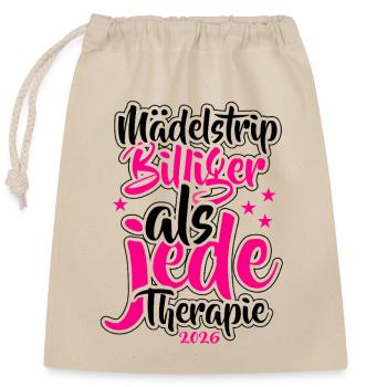 Mädelstrip 2026 Girls Trip Mädelstour Mädlstrip - Verschließbarer Geschenkbeutel aus Baumwolle (25x30cm) - Natur - Vorne