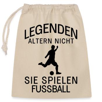Legenden altern nicht Fußball - Verschließbarer Geschenkbeutel aus Baumwolle (25x30cm) - Natur - Vorne