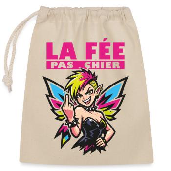 The Fairy Who Doesn't Give a Damn - Madame Rebelle - Closable cotton gift bag (25x30cm) - nature - Front