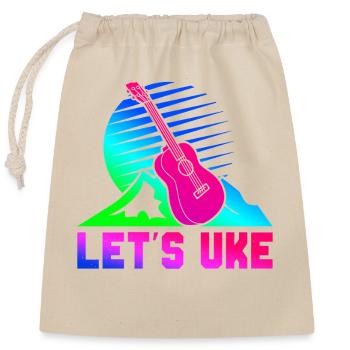 Hawaiian Ukulele Uke Retro 80s 90s - Closable cotton gift bag (25x30cm) - nature - Front