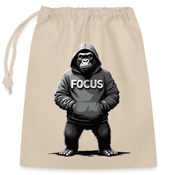 Gorilla Focus Kraft Motivation Training - Verschließbarer Geschenkbeutel aus Baumwolle (25x30cm) - Natur - Vorne