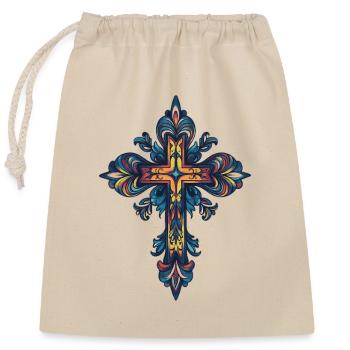 Croix chrétienne - Sac cadeau en coton avec cordon (25 x 30 cm) - nature - Devant