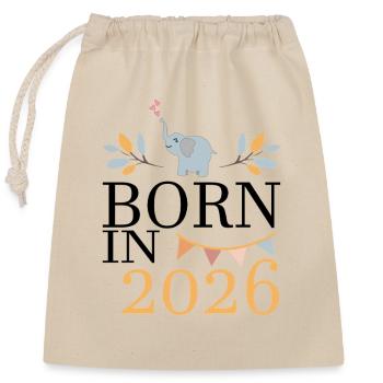 Née en 2026 Bébé Éléphant Bientôt Maman Cadeau - Sac cadeau en coton avec cordon (25 x 30 cm) - nature - Devant
