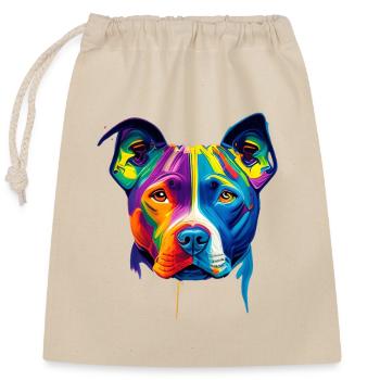 Art coloré de peinture faciale de chien pitbull - Sac cadeau en coton avec cordon (25 x 30 cm) - nature - Devant
