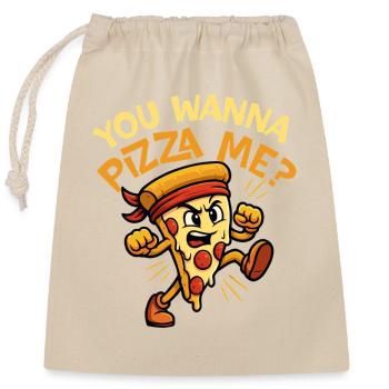 You Wanna Pizza Me Funny Food Pun Humor - Closable cotton gift bag (25x30cm) - nature - Front