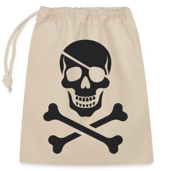 Klassischer Jolly Roger Piraten Totenkopf - Verschließbarer Geschenkbeutel aus Baumwolle (25x30cm) - Natur - Vorne