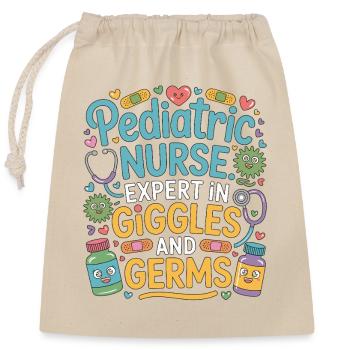 Infirmière pédiatrique experte en rires et soins de santé - Sac cadeau en coton avec cordon (25 x 30 cm) - nature - Devant