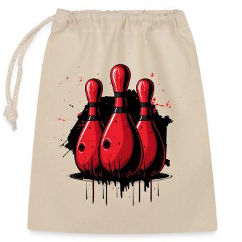 Bowling Pins - Closable cotton gift bag (25x30cm) - nature - Front