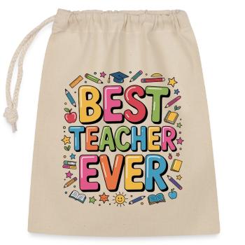Meilleur professeur de tous les temps - Sac cadeau en coton avec cordon (25 x 30 cm) - nature - Devant