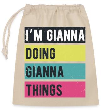 Je suis Gianna qui fait des couleurs rétro de Gianna Things - Sac cadeau en coton avec cordon (25 x 30 cm) - nature - Devant